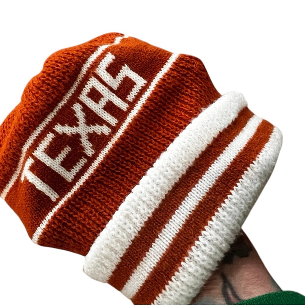 Orange and White vintage Texas longhorns Knit Beanie